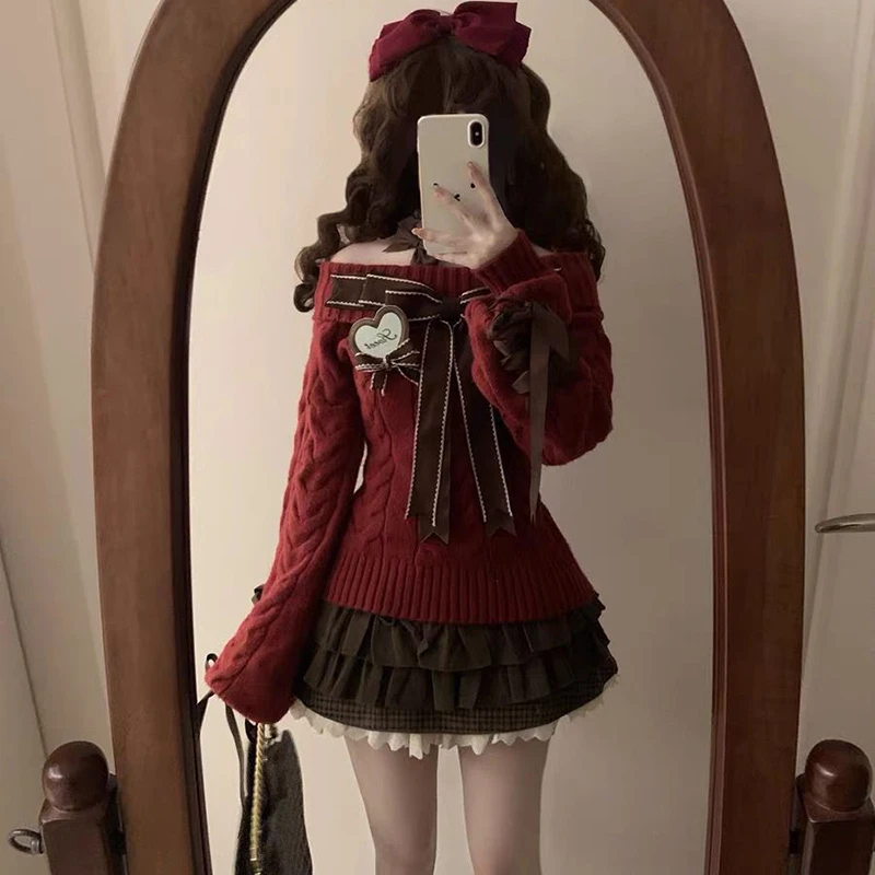 Japanese Sweet Lolita Mini Skirts Women Y2K Kawaii Lace Patchwork Bow Cake Skirt Femme High Waist Preppy All Match A Line Skirts