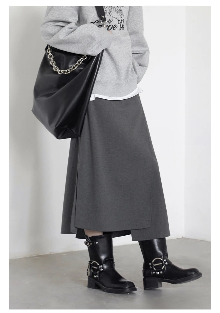 CHIC VEN New Women Skirts Loose Casual Solid Straight Tube Design Irregular Slit Female Skirt Ladies Clothes Spring Autumn 2025