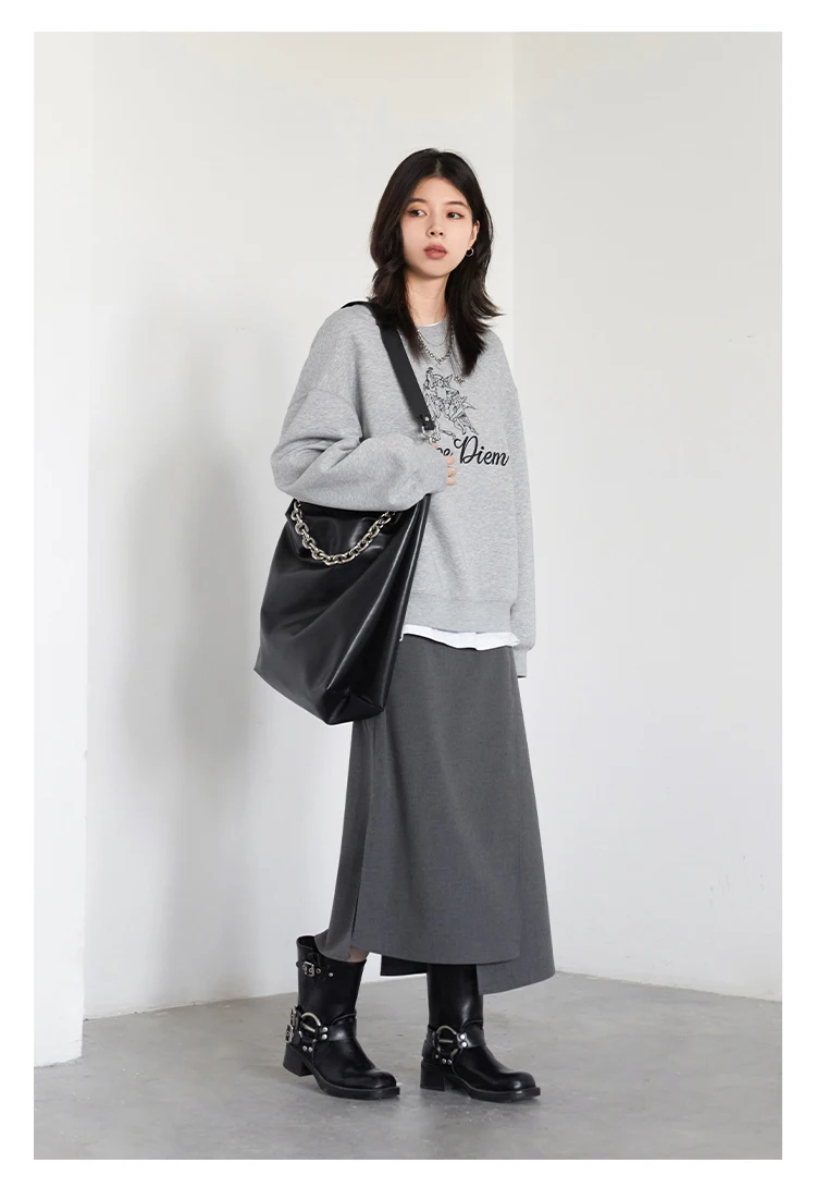 CHIC VEN New Women Skirts Loose Casual Solid Straight Tube Design Irregular Slit Female Skirt Ladies Clothes Spring Autumn 2025