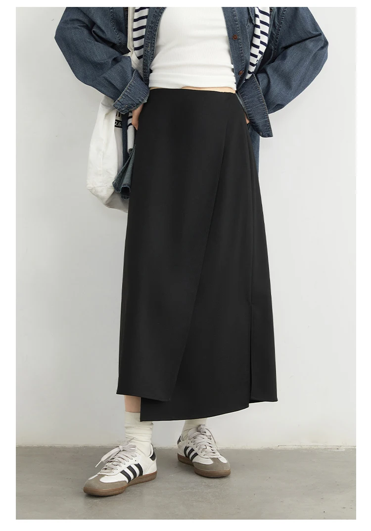 CHIC VEN New Women Skirts Loose Casual Solid Straight Tube Design Irregular Slit Female Skirt Ladies Clothes Spring Autumn 2025