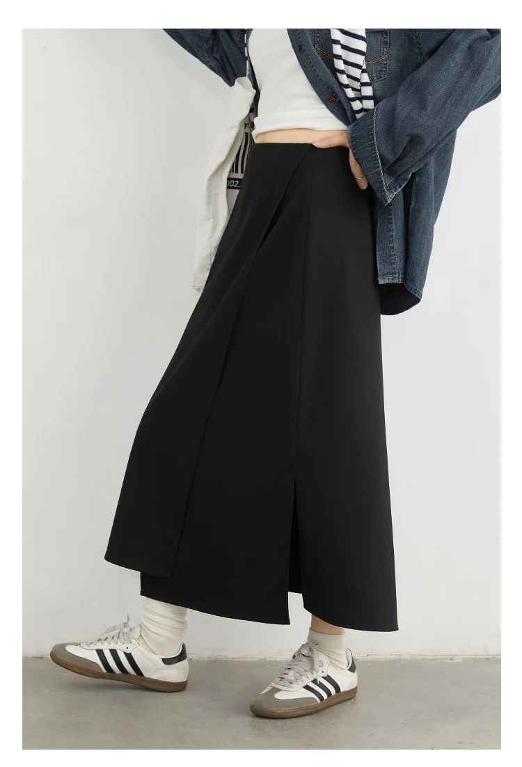 CHIC VEN New Women Skirts Loose Casual Solid Straight Tube Design Irregular Slit Female Skirt Ladies Clothes Spring Autumn 2025
