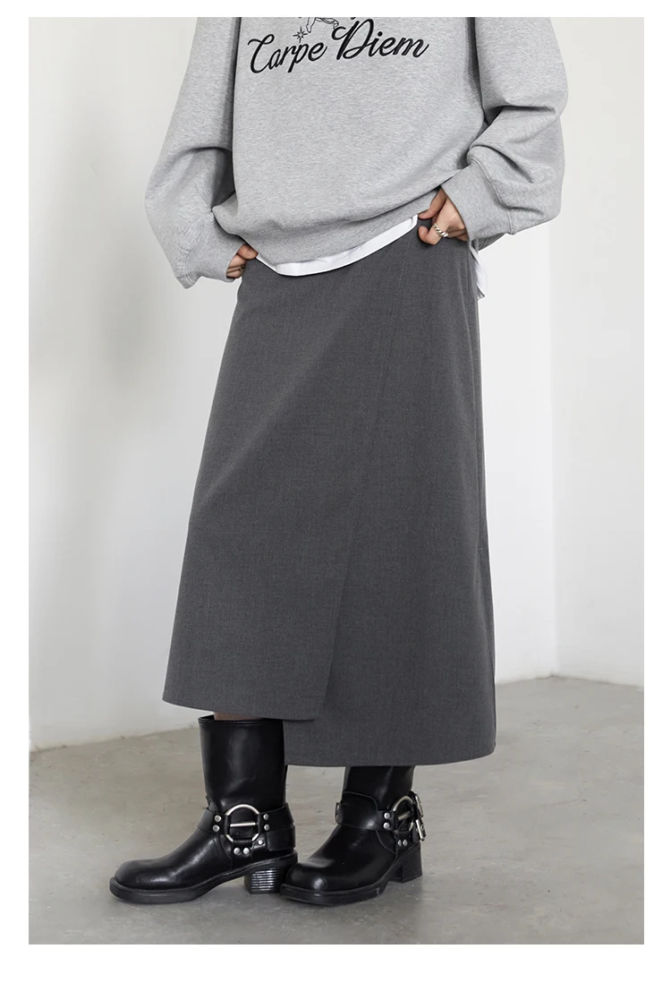 CHIC VEN New Women Skirts Loose Casual Solid Straight Tube Design Irregular Slit Female Skirt Ladies Clothes Spring Autumn 2025