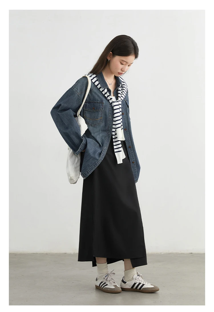 CHIC VEN New Women Skirts Loose Casual Solid Straight Tube Design Irregular Slit Female Skirt Ladies Clothes Spring Autumn 2025