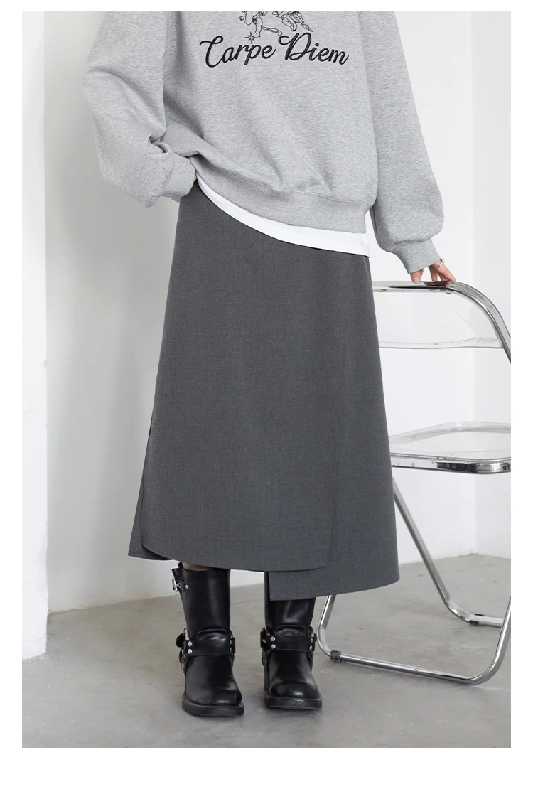 CHIC VEN New Women Skirts Loose Casual Solid Straight Tube Design Irregular Slit Female Skirt Ladies Clothes Spring Autumn 2025