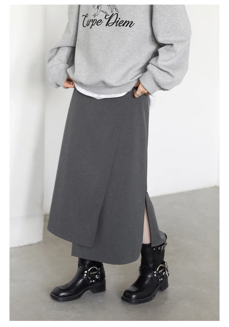 CHIC VEN New Women Skirts Loose Casual Solid Straight Tube Design Irregular Slit Female Skirt Ladies Clothes Spring Autumn 2025