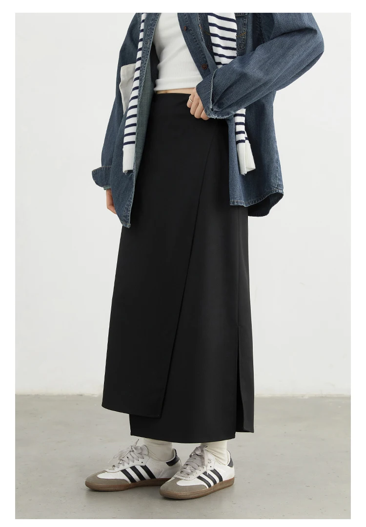 CHIC VEN New Women Skirts Loose Casual Solid Straight Tube Design Irregular Slit Female Skirt Ladies Clothes Spring Autumn 2025