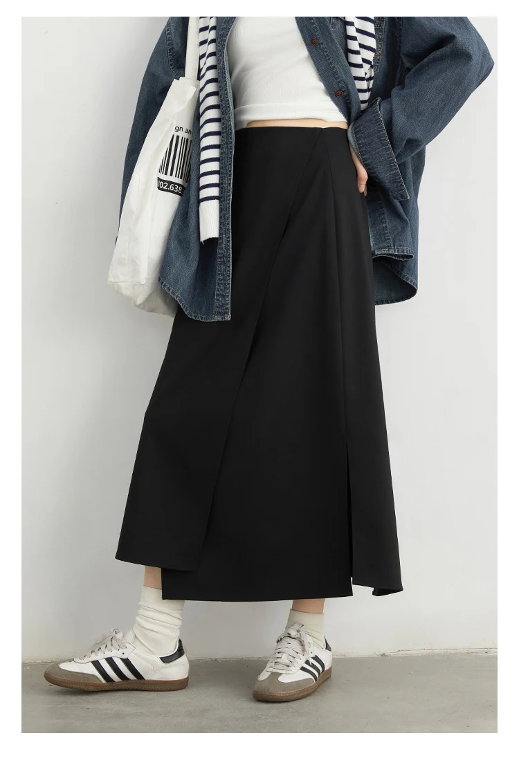 CHIC VEN New Women Skirts Loose Casual Solid Straight Tube Design Irregular Slit Female Skirt Ladies Clothes Spring Autumn 2025