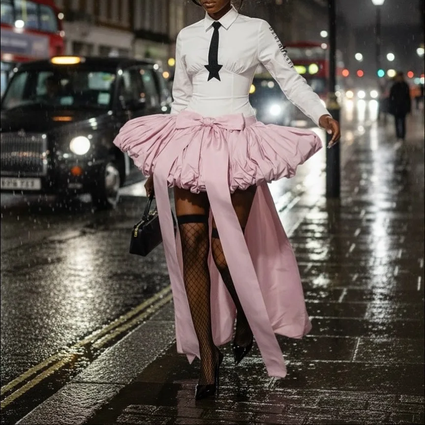 Fashionable Pink High Low Bubble Short Women Skirts With Cute Bow Mini Skirt Costumes For Stage Show Many Color Available