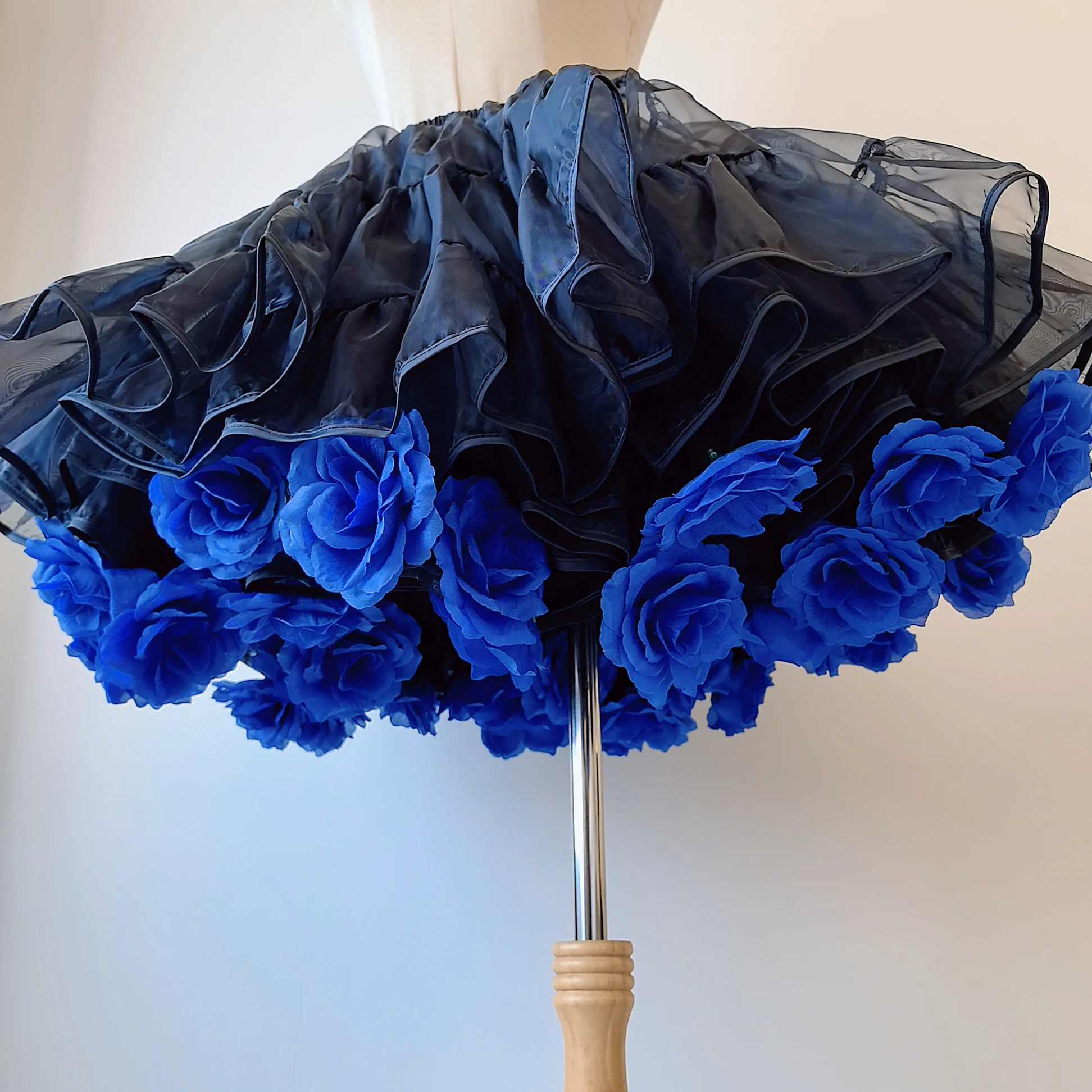 Flowers Crinoline Sweet Fairy Lolita Spring and Summer Bubble Skirt Gorgeous French Elegant Girl Women's Organza Midi Skirt
