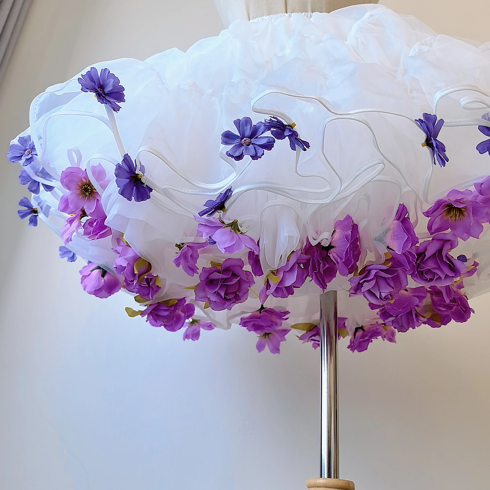 Flowers Crinoline Sweet Fairy Lolita Spring and Summer Bubble Skirt Gorgeous French Elegant Girl Women's Organza Midi Skirt