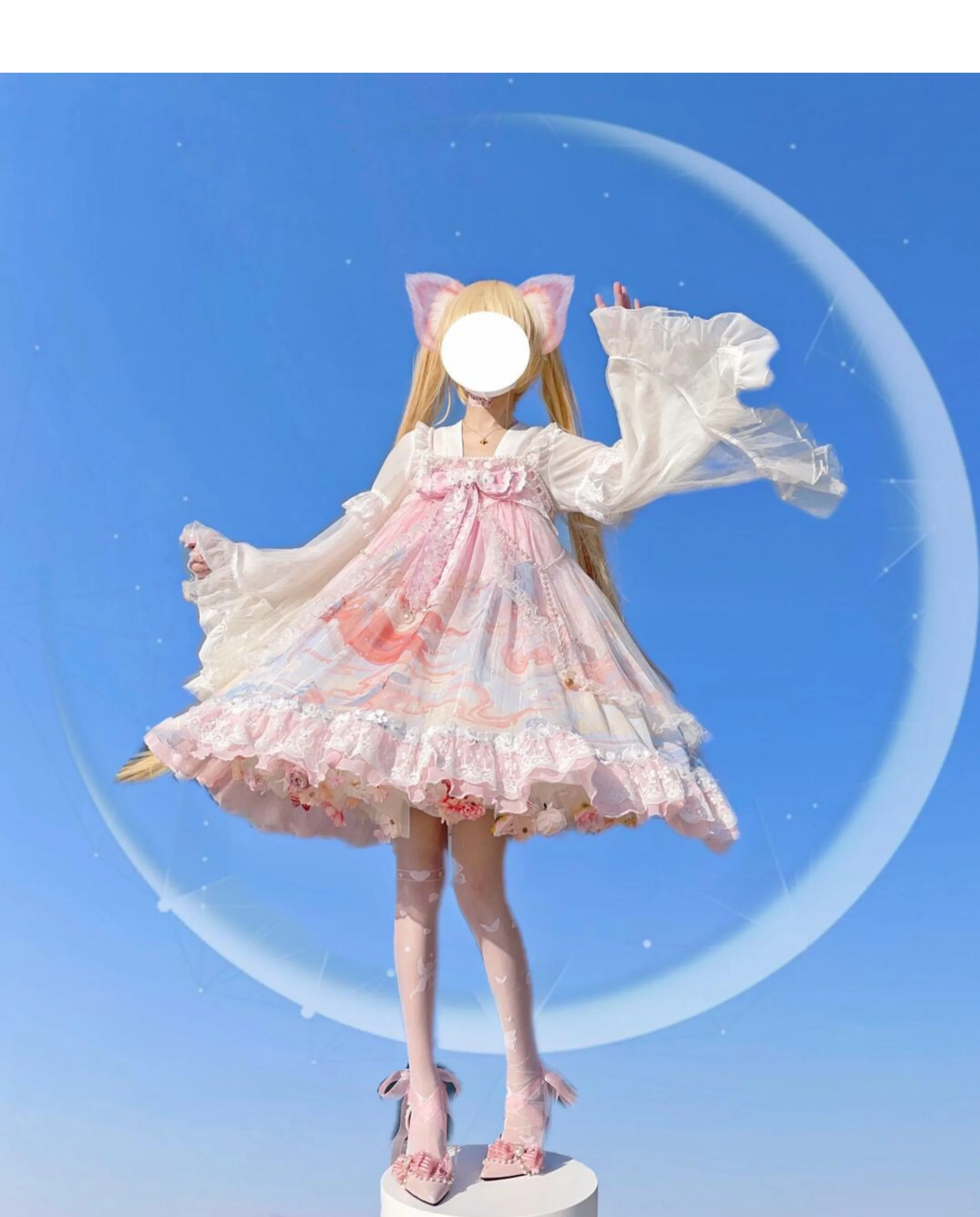 Flowers Crinoline Sweet Fairy Lolita Spring and Summer Bubble Skirt Gorgeous French Elegant Girl Women's Organza Midi Skirt