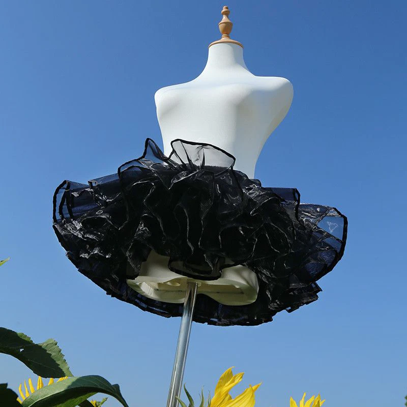 4 Tiered Lolita Petticoat Fluff Volume Underskirt Midnight Black Super Stuffed Petticoat Boneless Violent Skirt Support