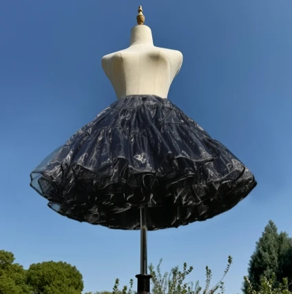 4 Tiered Lolita Petticoat Fluff Volume Underskirt Midnight Black Super Stuffed Petticoat Boneless Violent Skirt Support