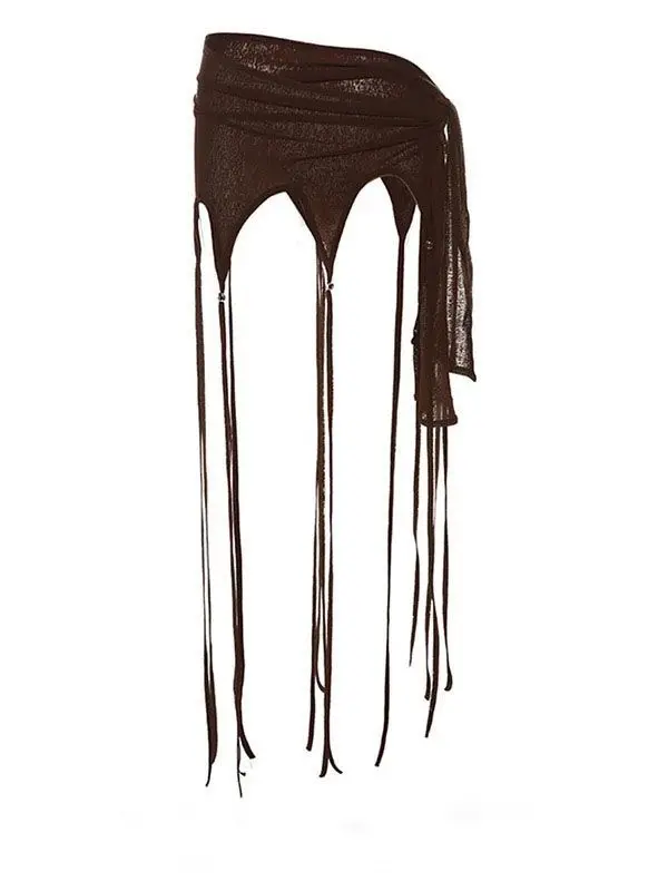 2025 Harajuku Women Fairy Tassels Skirts See Streetwear Irregular Bandage Skirt Sexy Grunge Trendy Mujer Faldas Y2k Aesthetic