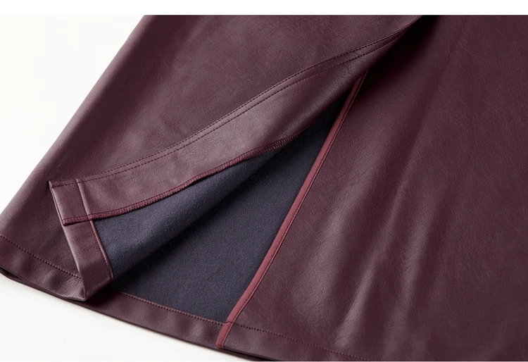 SENTUBILA Women's A-Line PU Leather Skirt 2026 Autumn New Back Split Hem Comfortable Commuter Casual Midi Skirt Ladies 153QA3200