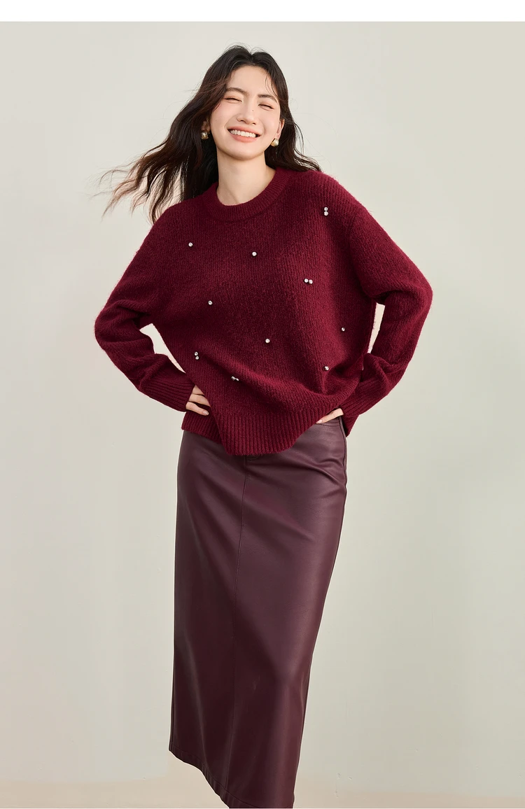 SENTUBILA Women's A-Line PU Leather Skirt 2026 Autumn New Back Split Hem Comfortable Commuter Casual Midi Skirt Ladies 153QA3200