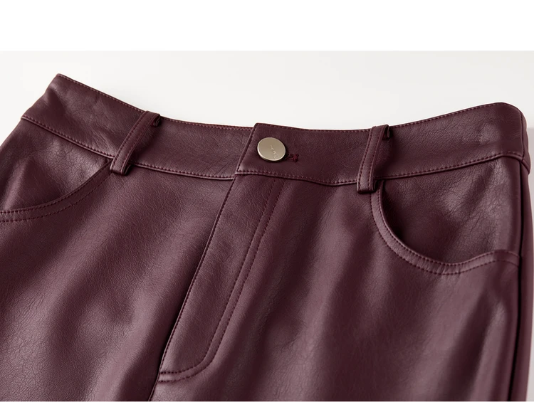 SENTUBILA Women's A-Line PU Leather Skirt 2026 Autumn New Back Split Hem Comfortable Commuter Casual Midi Skirt Ladies 153QA3200