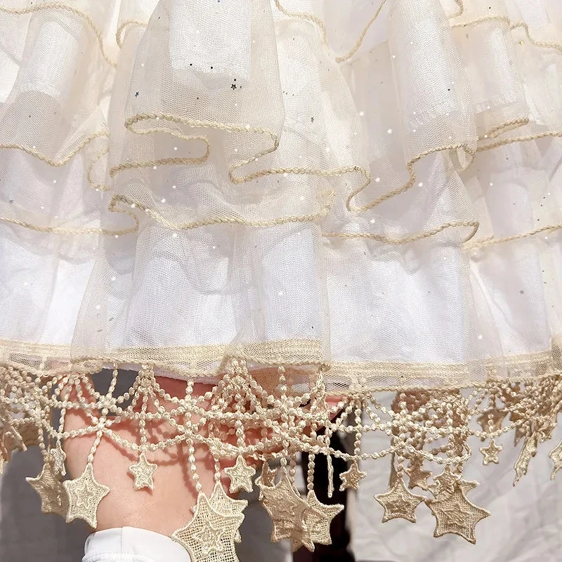 Star Petticoat Gorgeous Fish Bone Lolita Skirt Support Adjustable Daily Violence Carmen Skirt Women Mid-length Fluffy Underskirt