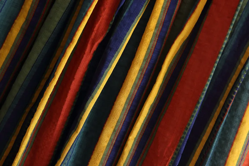 New Japanese Mori Girl Women Midi Skirt High Waist Colorful Striped Jupe Femme Longo Elegant Vintage Cotton Linen Skirts Womens