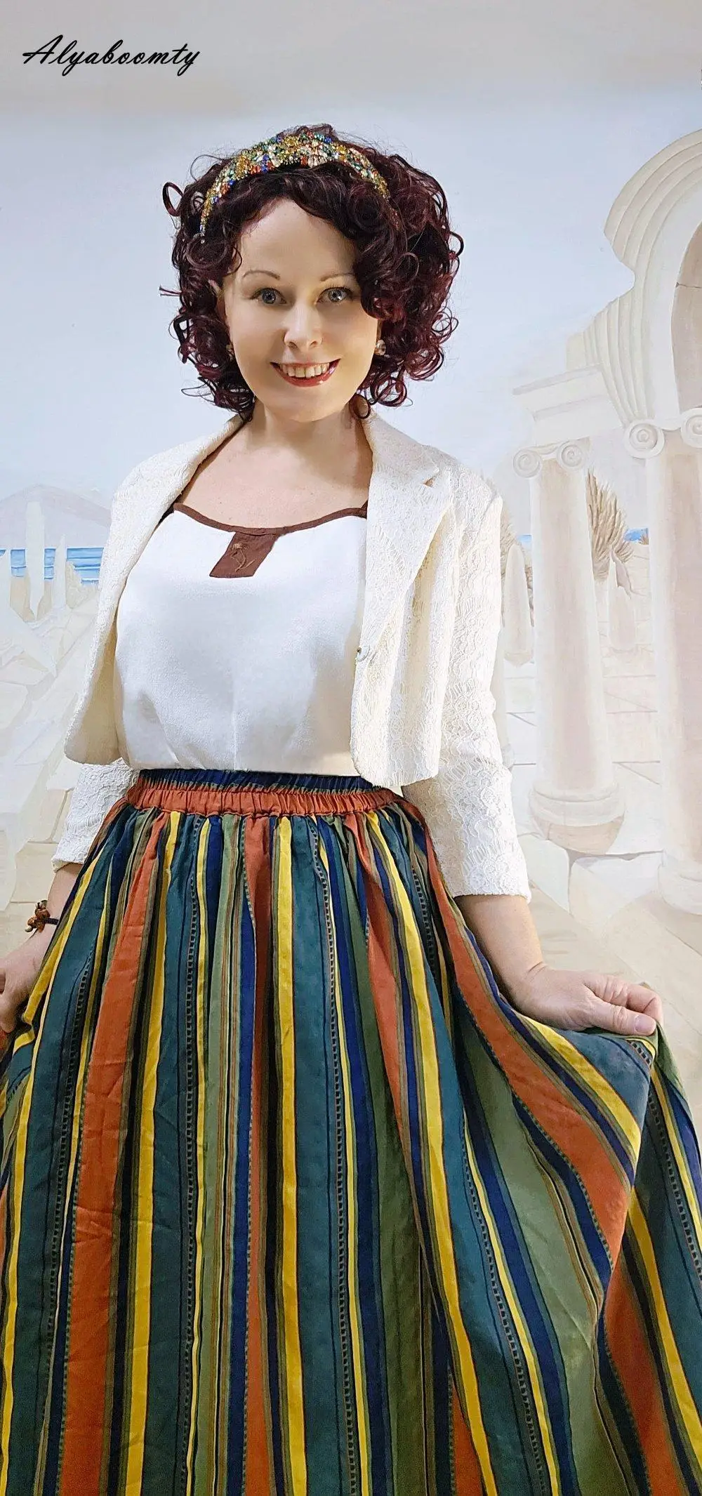 New Japanese Mori Girl Women Midi Skirt High Waist Colorful Striped Jupe Femme Longo Elegant Vintage Cotton Linen Skirts Womens