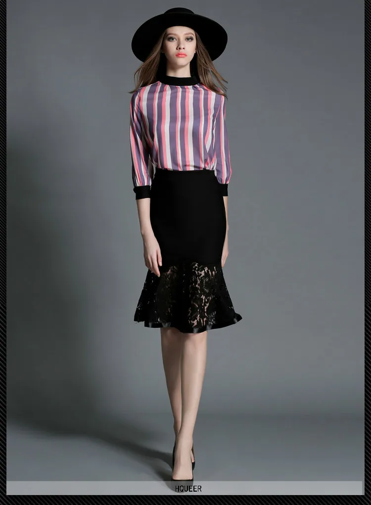 Women Summer New Casual Patchwork lolita Lace Pencil Skirt High Waist