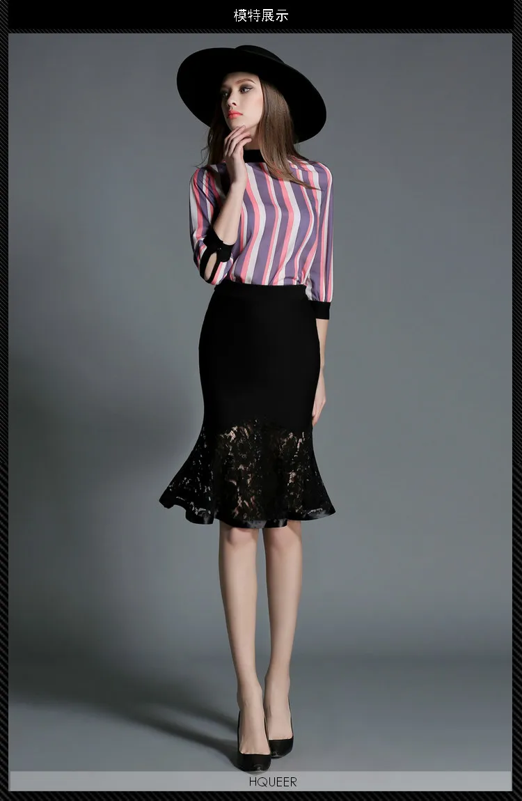 Women Summer New Casual Patchwork lolita Lace Pencil Skirt High Waist