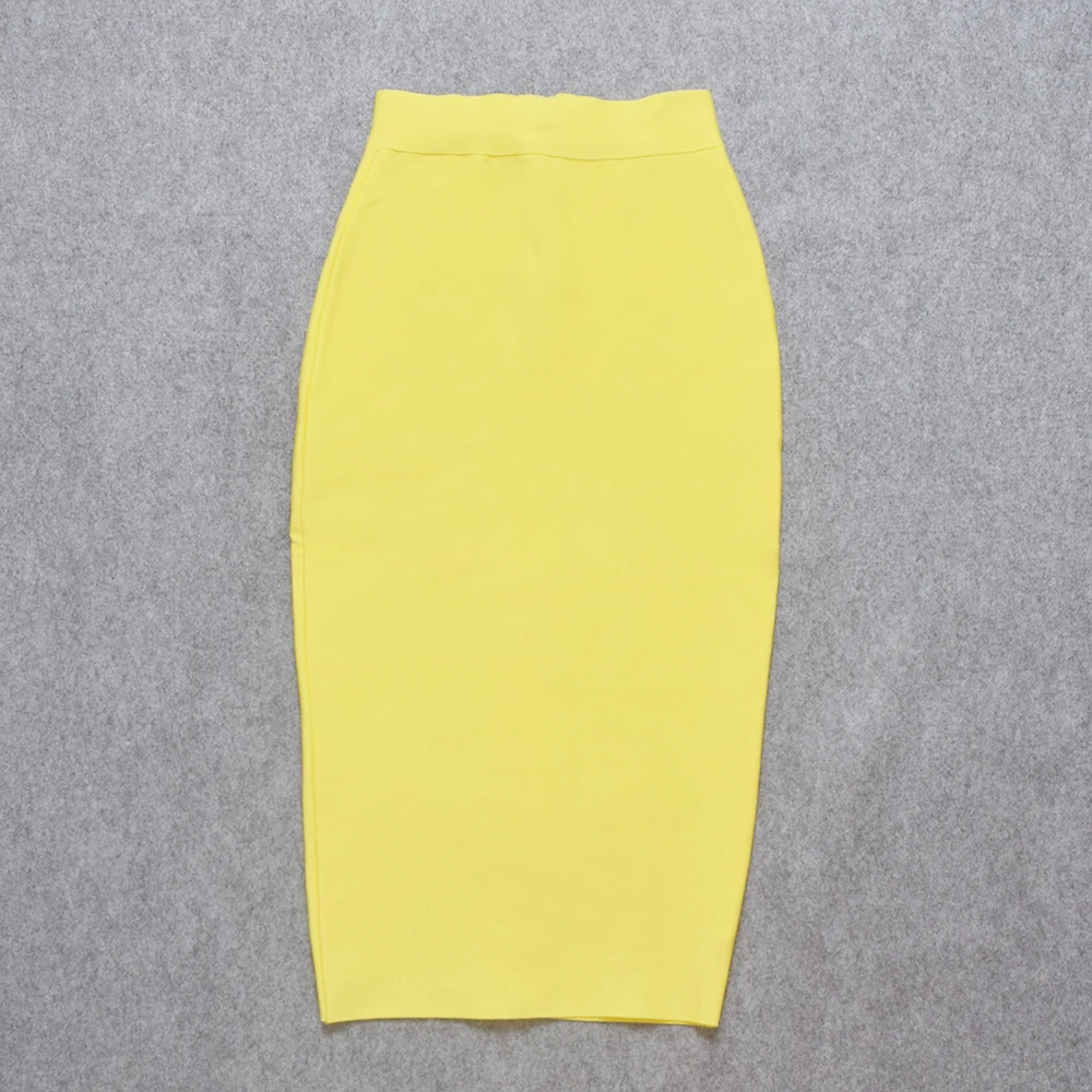BEAUKEY Sexy Black Mid Calf Bandage Pencil Skirt Long Bodycon 2023 Women Stretch Nude Split Maxi Skirt Wholesale XL Party Skirts
