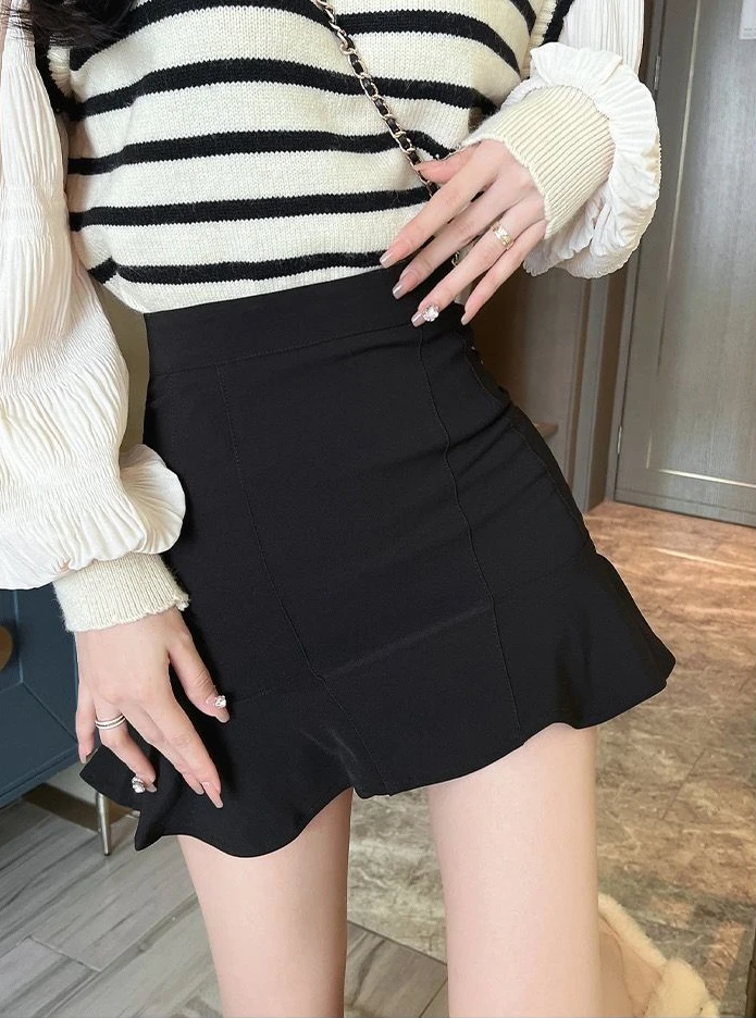 Women's Skirt Coquette Female Skirts Tight Ruffle Wrap Sexy Luxury Elegant Korean Fashion New in 2025 Trend V Y2k Vintage Modest