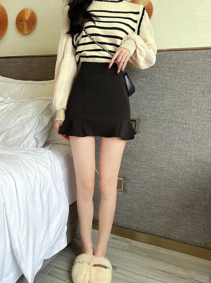 Women's Skirt Coquette Female Skirts Tight Ruffle Wrap Sexy Luxury Elegant Korean Fashion New in 2025 Trend V Y2k Vintage Modest