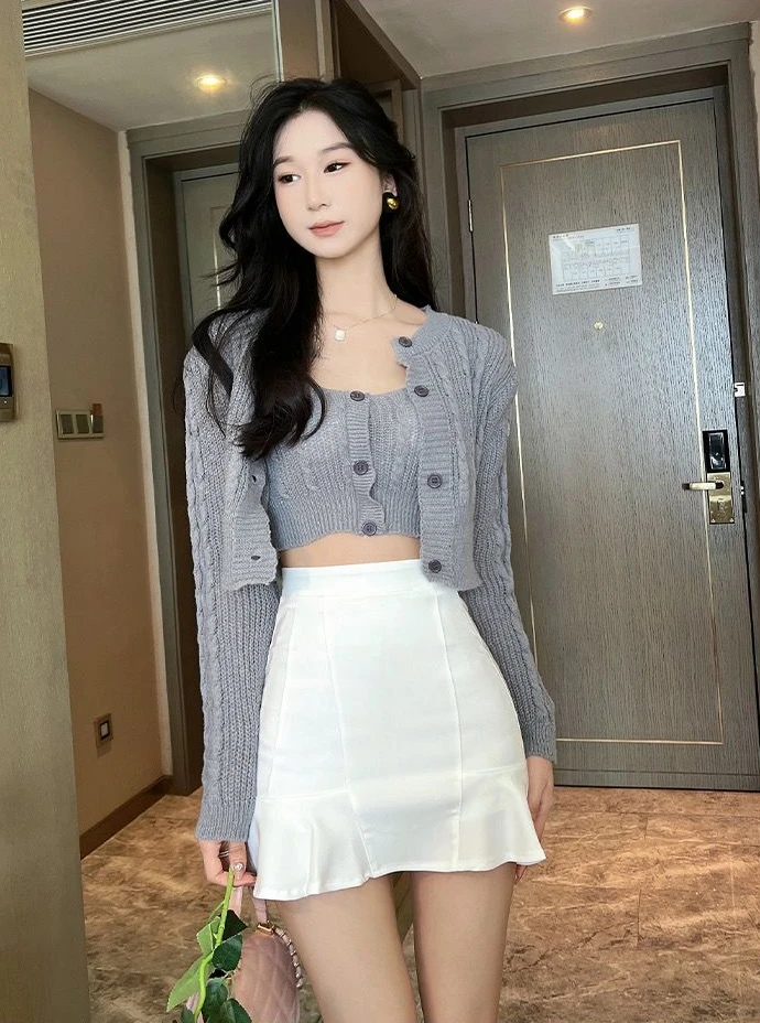 Women's Skirt Coquette Female Skirts Tight Ruffle Wrap Sexy Luxury Elegant Korean Fashion New in 2025 Trend V Y2k Vintage Modest