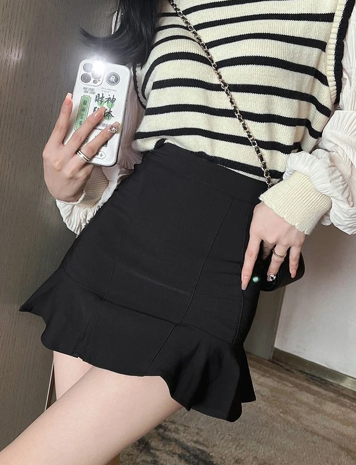 Women's Skirt Coquette Female Skirts Tight Ruffle Wrap Sexy Luxury Elegant Korean Fashion New in 2025 Trend V Y2k Vintage Modest