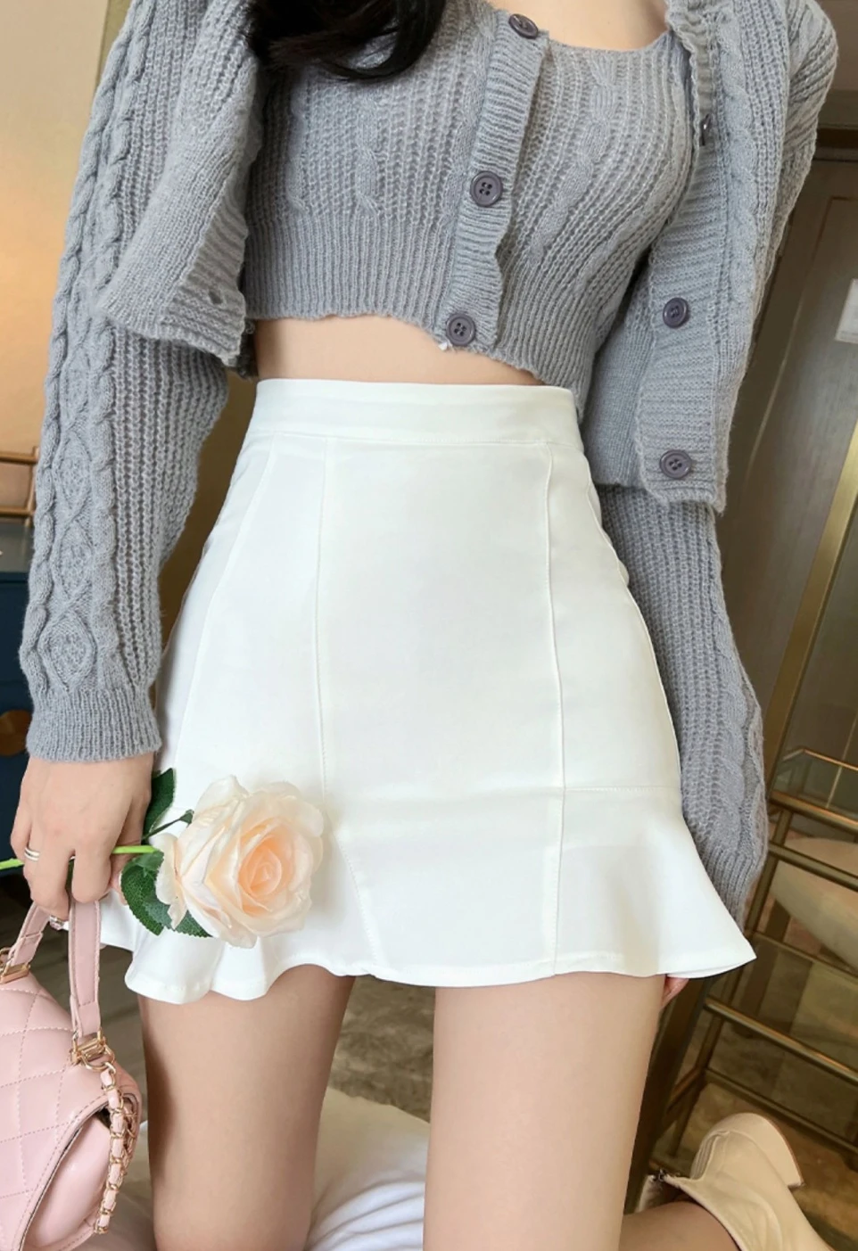 Women's Skirt Coquette Female Skirts Tight Ruffle Wrap Sexy Luxury Elegant Korean Fashion New in 2025 Trend V Y2k Vintage Modest