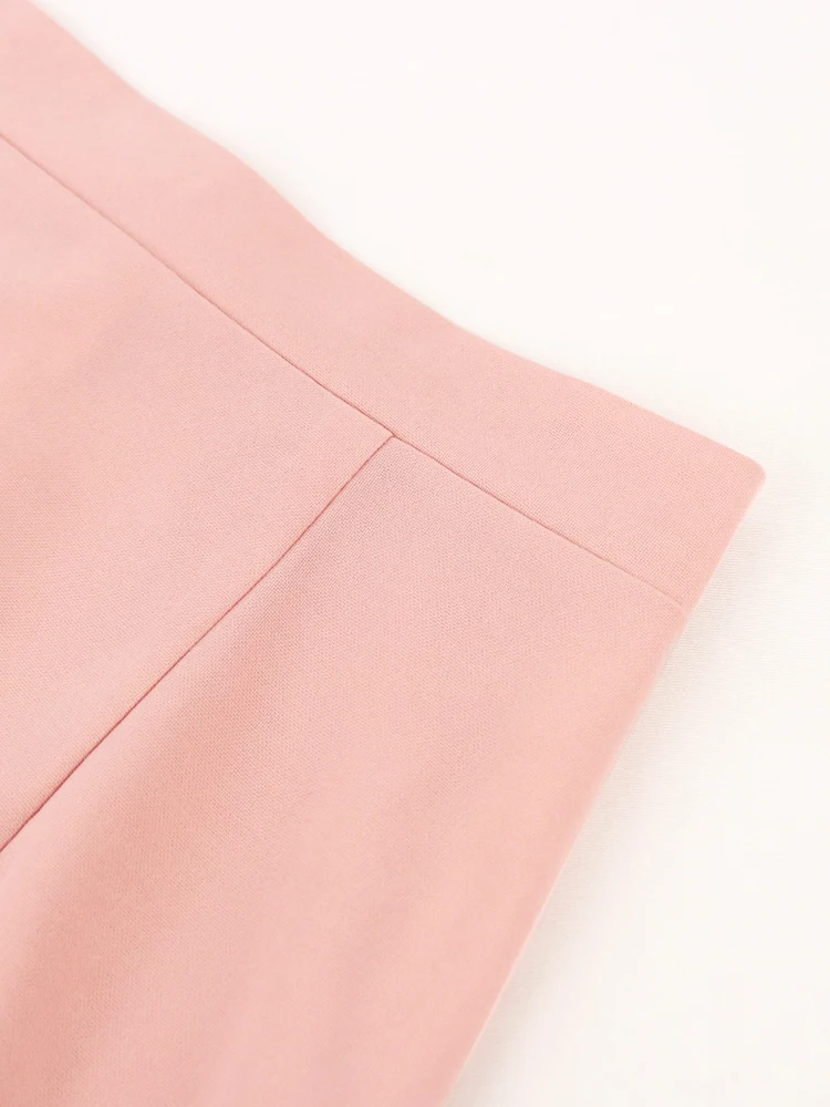 Women Mermaid Skirt High Waist Pink Trumpet Flare Fishtail Sheath Stylish Ruffles Elegant Party Event Elastic Classy Jupes Falad