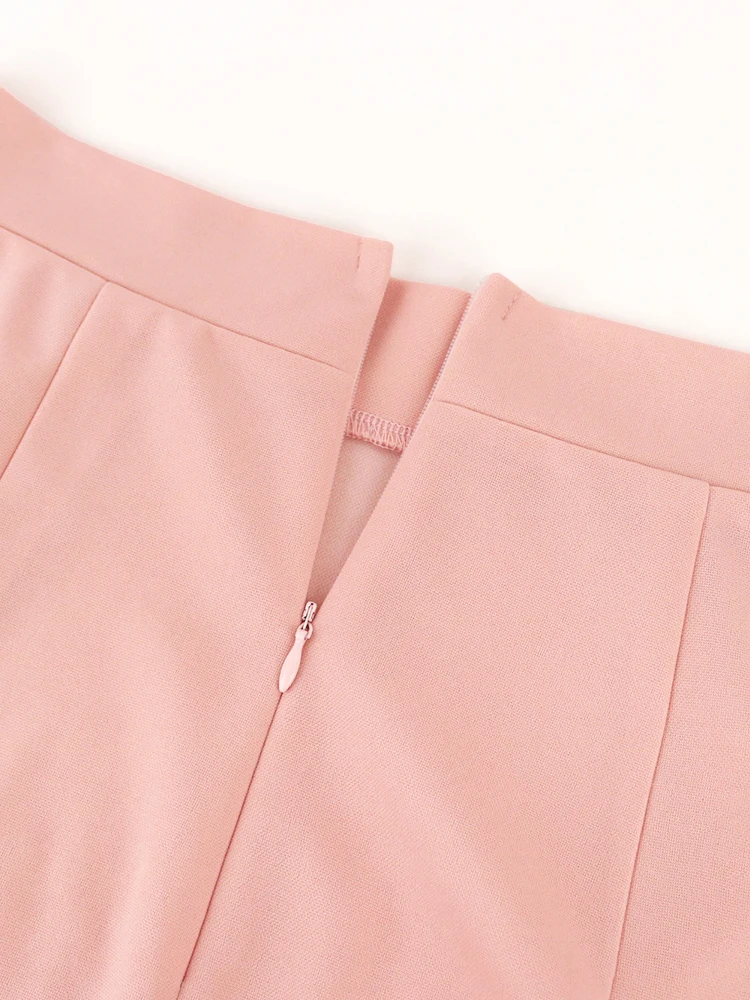 Women Mermaid Skirt High Waist Pink Trumpet Flare Fishtail Sheath Stylish Ruffles Elegant Party Event Elastic Classy Jupes Falad