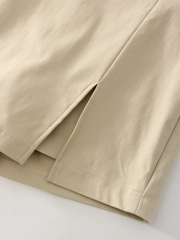 Summer Mini Divided Skirt For Women Elastic Skorts Black Office Lady Slit Skirts Short High Waist Women Mini Skirt Shorts Zipper