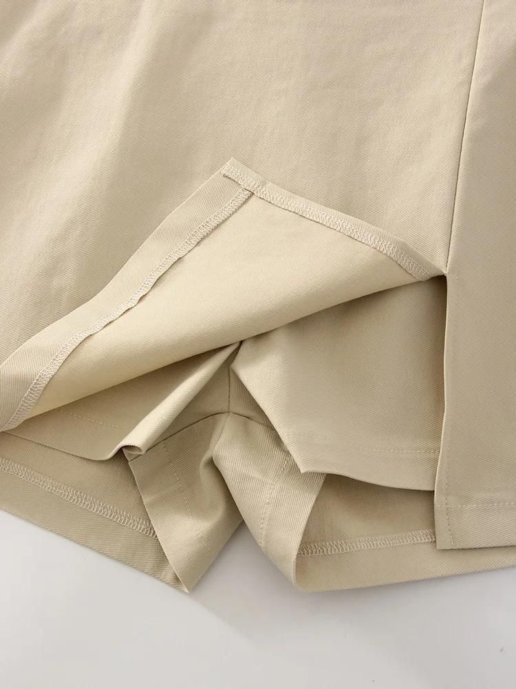 Summer Mini Divided Skirt For Women Elastic Skorts Black Office Lady Slit Skirts Short High Waist Women Mini Skirt Shorts Zipper