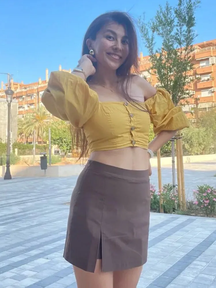 Summer Mini Divided Skirt For Women Elastic Skorts Black Office Lady Slit Skirts Short High Waist Women Mini Skirt Shorts Zipper