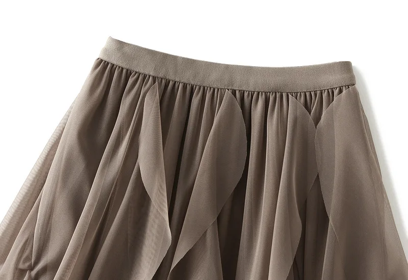Ruffled Yarn Skirt Half Skirt Women High Waist Small Mesh Skirt A-line Skirt 100 Wrinkles Skirt Korean Skirt Tutu long skirt