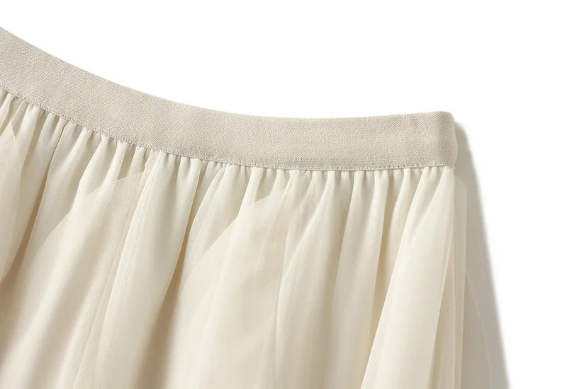 Ruffled Yarn Skirt Half Skirt Women High Waist Small Mesh Skirt A-line Skirt 100 Wrinkles Skirt Korean Skirt Tutu long skirt
