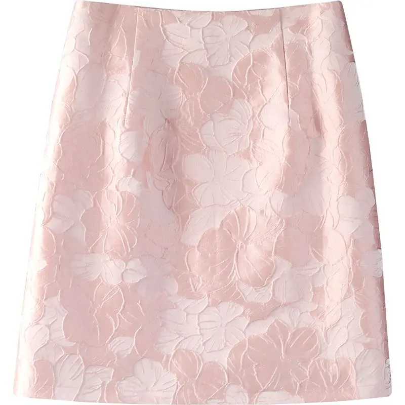 Jacquard Skirt for Women 2025 Faldas Mujer De Moda High Waist Tunic Pink Jupe Fashion Korean Saia Vintage Bodycon Mini Skirts