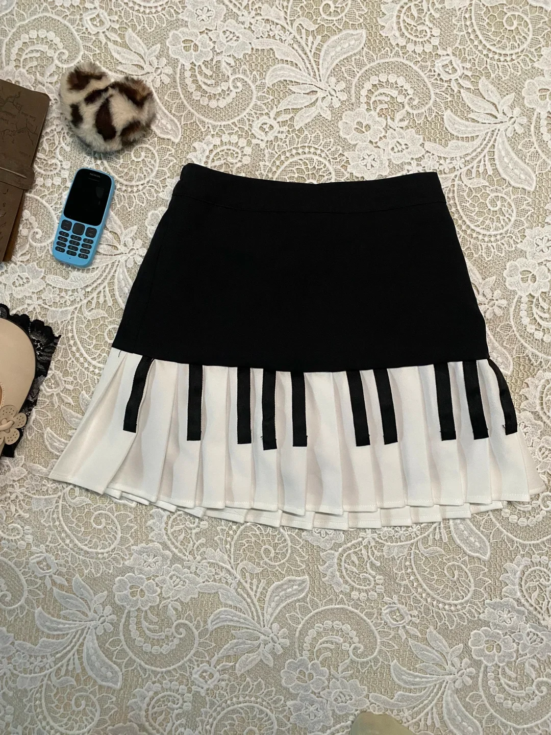 2000s Aesthetic Elegant Y2k Black White Piano Skirt Women Slim Design Harajuku Mini Skirt Female Retro Korean Popular Clothes