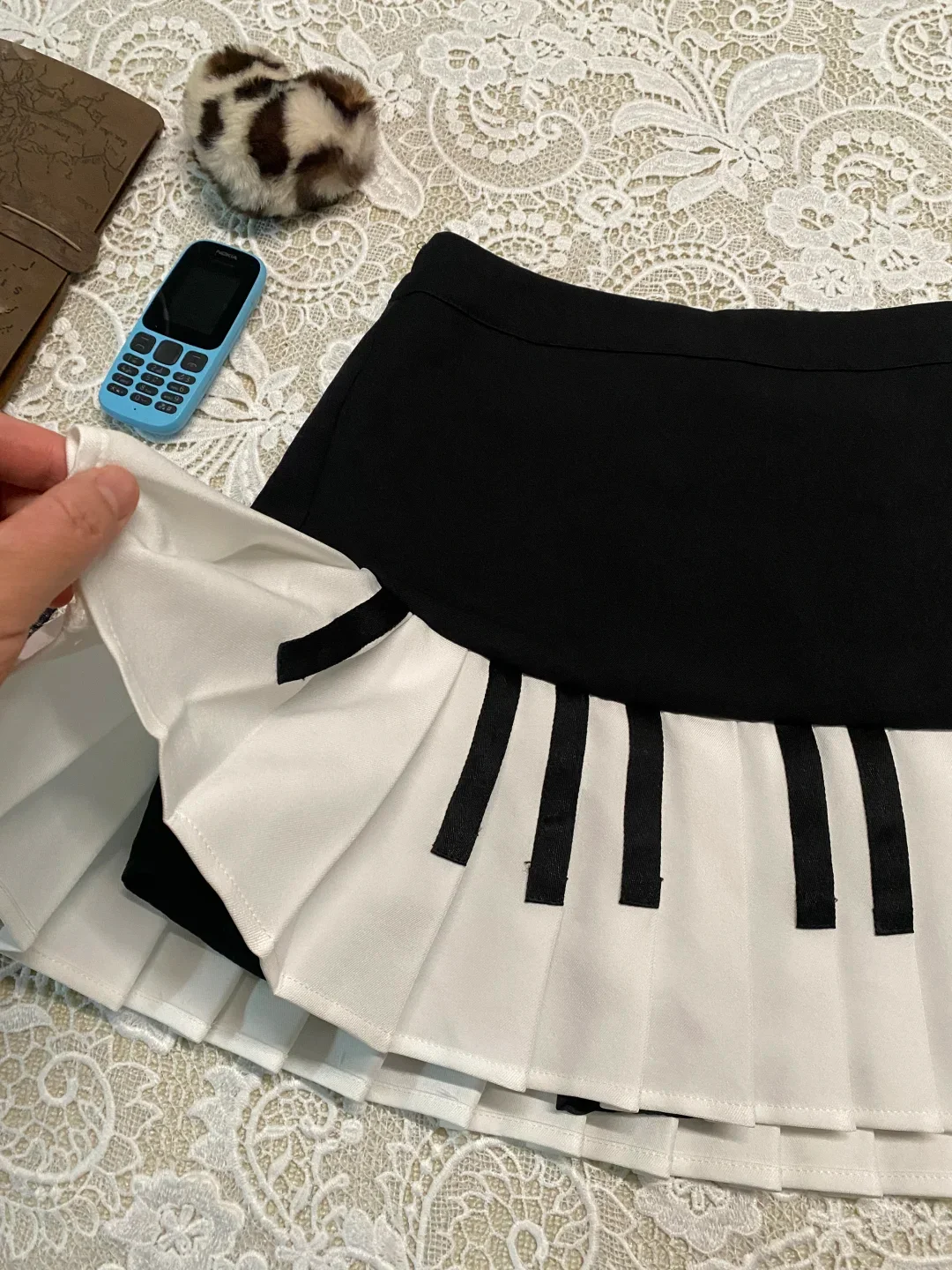 2000s Aesthetic Elegant Y2k Black White Piano Skirt Women Slim Design Harajuku Mini Skirt Female Retro Korean Popular Clothes
