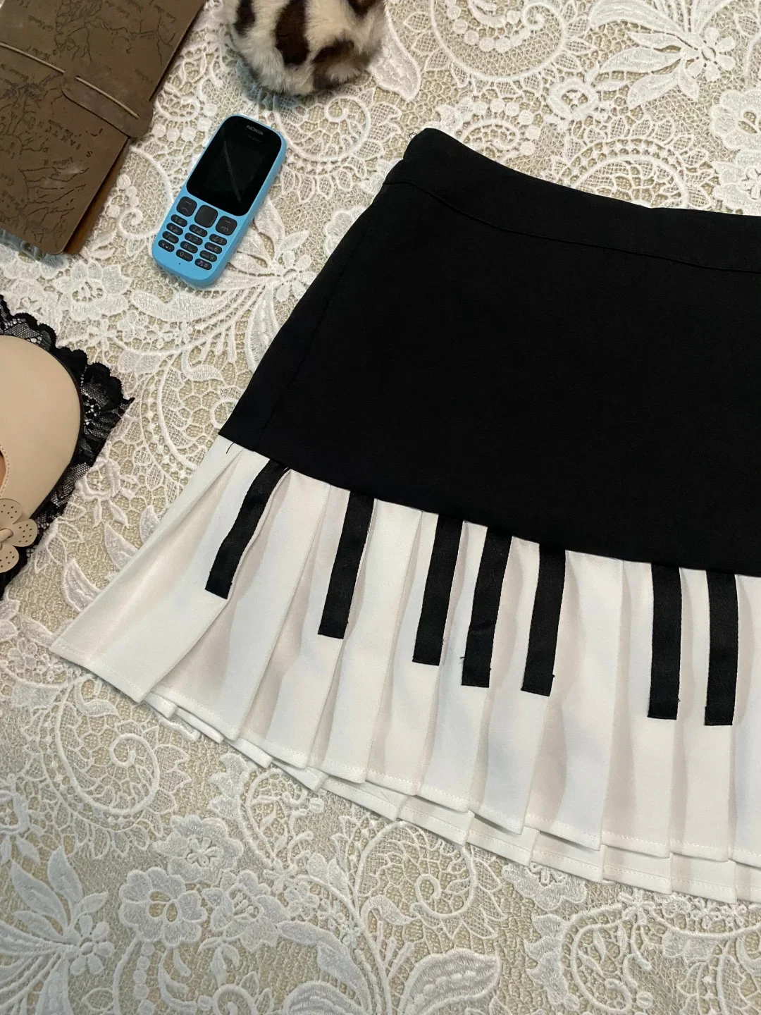 2000s Aesthetic Elegant Y2k Black White Piano Skirt Women Slim Design Harajuku Mini Skirt Female Retro Korean Popular Clothes