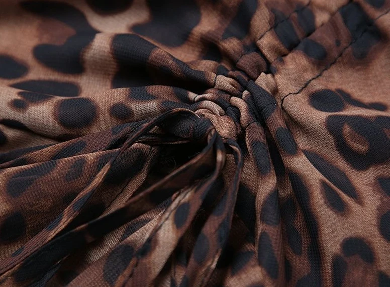 Female Skirts High Waist Leopard Print Chiffon Midi Women's Skirt Irregular A Line Stylish Casual Y2k Vintage Korean Fashion V