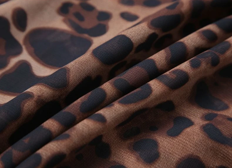 Female Skirts High Waist Leopard Print Chiffon Midi Women's Skirt Irregular A Line Stylish Casual Y2k Vintage Korean Fashion V
