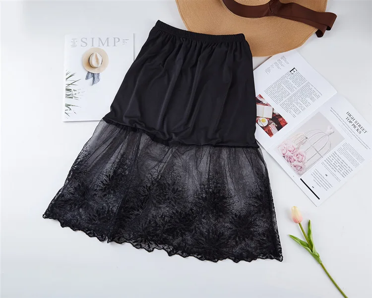 Women Skirt Extender Knee Lace Slip Hollow Length A-Line Half Extenders Women Lady Lace Slip Casual Skirt Underskirt Petticoat