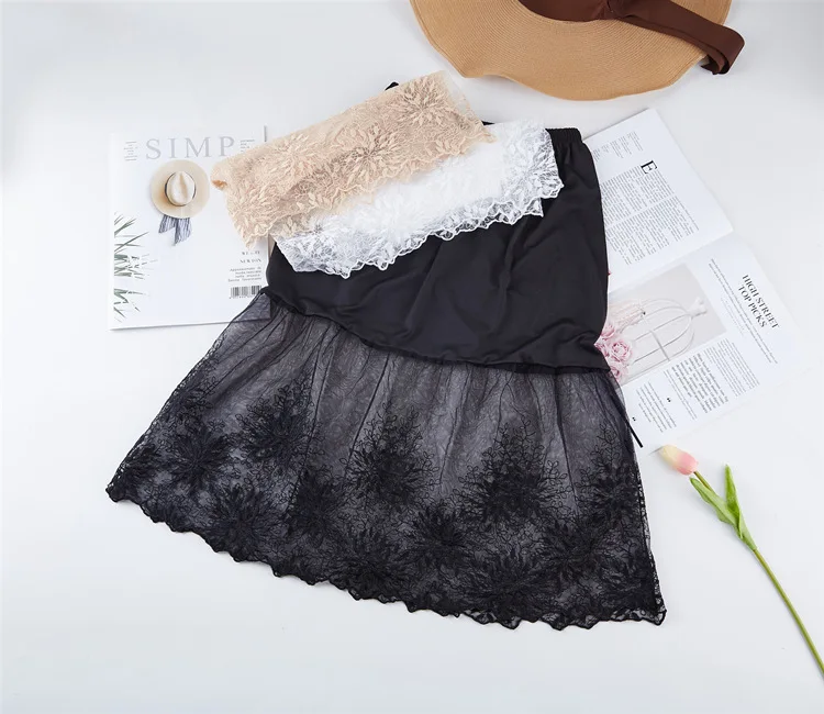 Women Skirt Extender Knee Lace Slip Hollow Length A-Line Half Extenders Women Lady Lace Slip Casual Skirt Underskirt Petticoat