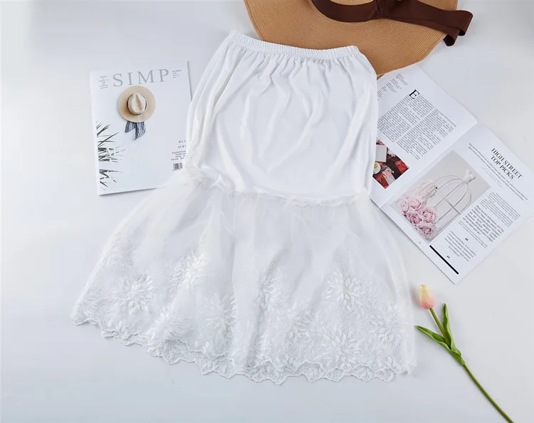 Women Skirt Extender Knee Lace Slip Hollow Length A-Line Half Extenders Women Lady Lace Slip Casual Skirt Underskirt Petticoat