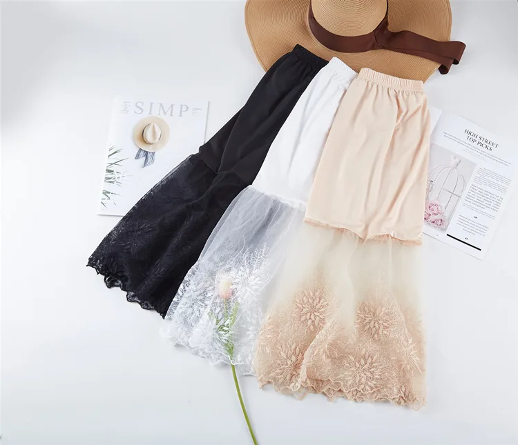 Women Skirt Extender Knee Lace Slip Hollow Length A-Line Half Extenders Women Lady Lace Slip Casual Skirt Underskirt Petticoat