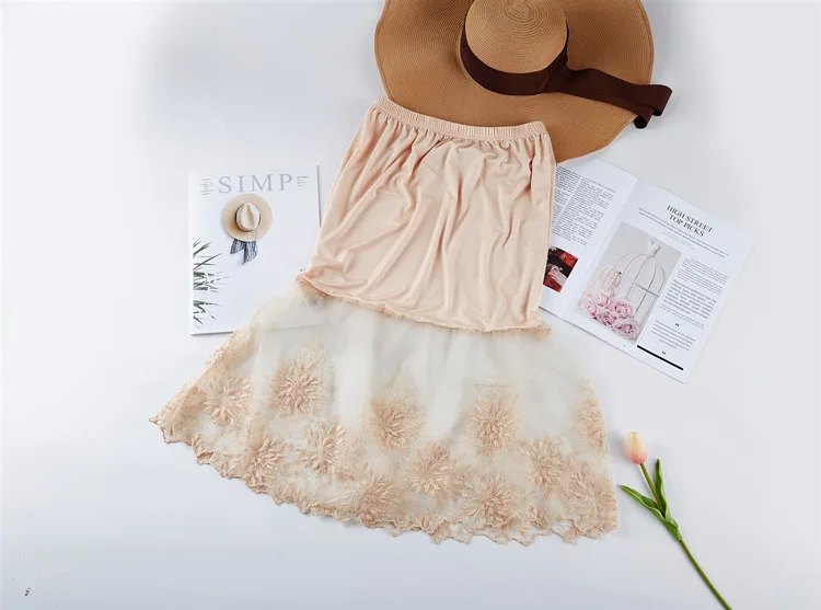 Women Skirt Extender Knee Lace Slip Hollow Length A-Line Half Extenders Women Lady Lace Slip Casual Skirt Underskirt Petticoat